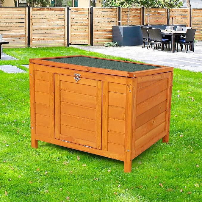 COZIWOW 24inches Wooden Catio Outdoor Cat House Small Animal House，Rabbit Hutch Indoor，Stable Weatherproof Bunny Cage Pet Shelter for Small Cat Dog Rabbit Guinea Pig(Orange)-PawvioPets