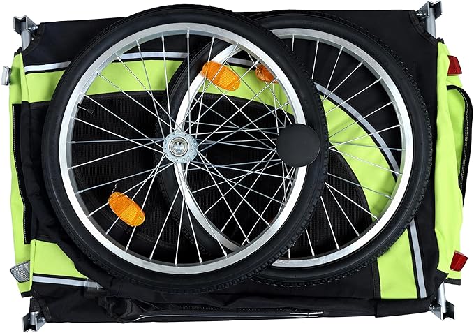 Blue-Grey Large Folding Bike Trailer for Dogs – Heavy-Duty Steel Frame, 66LB Capacity Pet Carrier for All-Terrain Cycling, Jogging & Camping Adventures!-PawvioPets