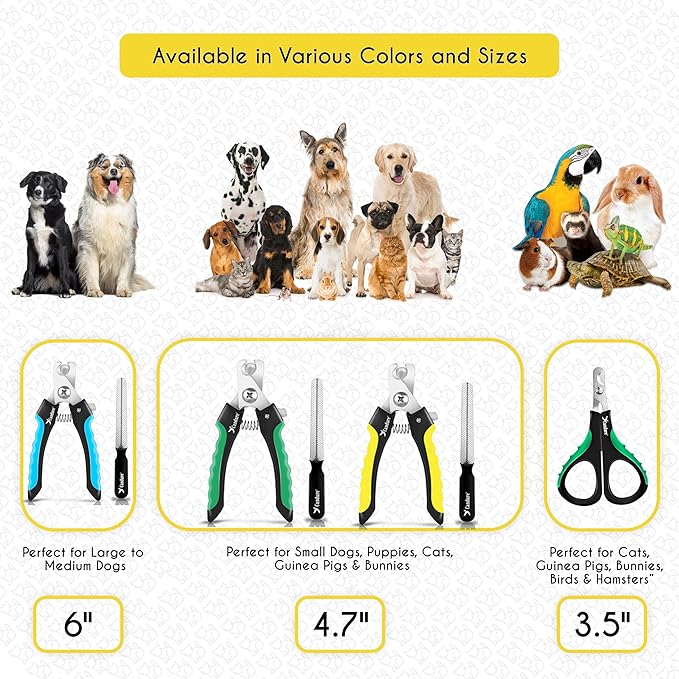 Candure Cat Nail Clipper Stainless Steel Cat Claw Trimmers for Rabbits, Guinea Pigs, Birds, Puppies, Kittens and Small Animals Pet Nail Clipper for Professional and Home Use (Yellow)-PawvioPets