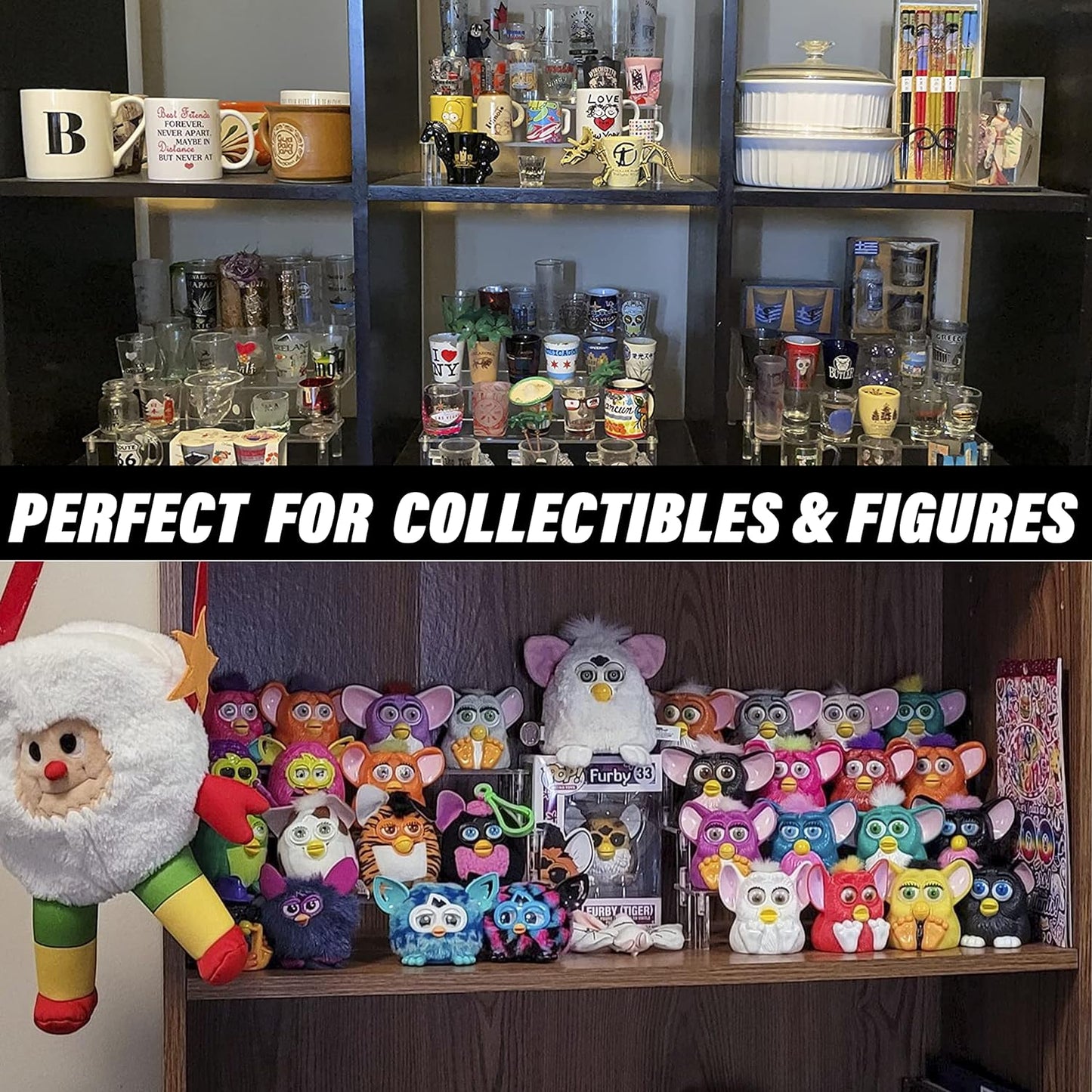 Acrylic Display Risers,Clear Acrylic Risers Display Stand Shelf 3 Tiered Cupcake Stand Perfect for Amiibo Funko Pop Figure Desserts Stand Tabletop Perfume Colognes Toys Collections Cosmetic