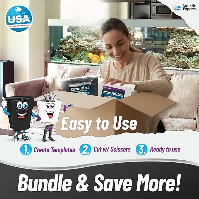 Aquarium Carbon Pad - Cut to Fit Carbon Infused Filter Pad Media for Crystal Clear Fish Tank and Ponds (10.5 Inch Width, Aquarium Bundle)-PawvioPets