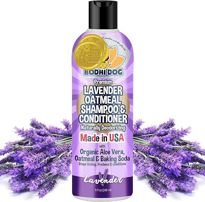 Bodhi Dog Premium Lavender Oatmeal Shampoo & Conditioner - Organic Formula for Dogs, Cats & Pets - Hypoallergenic, Soothes Dry, Itchy Skin & Supports Skin Health - Made in USA (8 Fl Oz)-PawvioPets