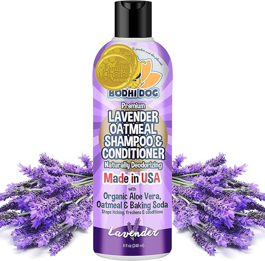 Bodhi Dog Premium Lavender Oatmeal Shampoo & Conditioner - Organic Formula for Dogs, Cats & Pets - Hypoallergenic, Soothes Dry, Itchy Skin & Supports Skin Health - Made in USA (8 Fl Oz)-PawvioPets