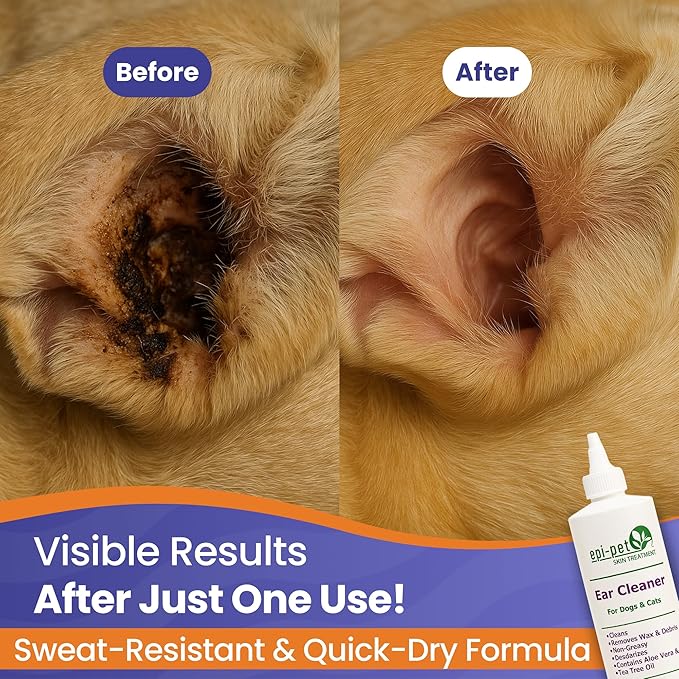 Dog & Cat Ear Cleaner Solution with Aloe Vera & Tea Tree Oil – Removes Itchy Ear Wax, Debris, Odor – Ears Wash, Drops & Flush for Pets, Dog Ears Cleaning, Cat Cleaner (16 oz- Pack of 3)-PawvioPets