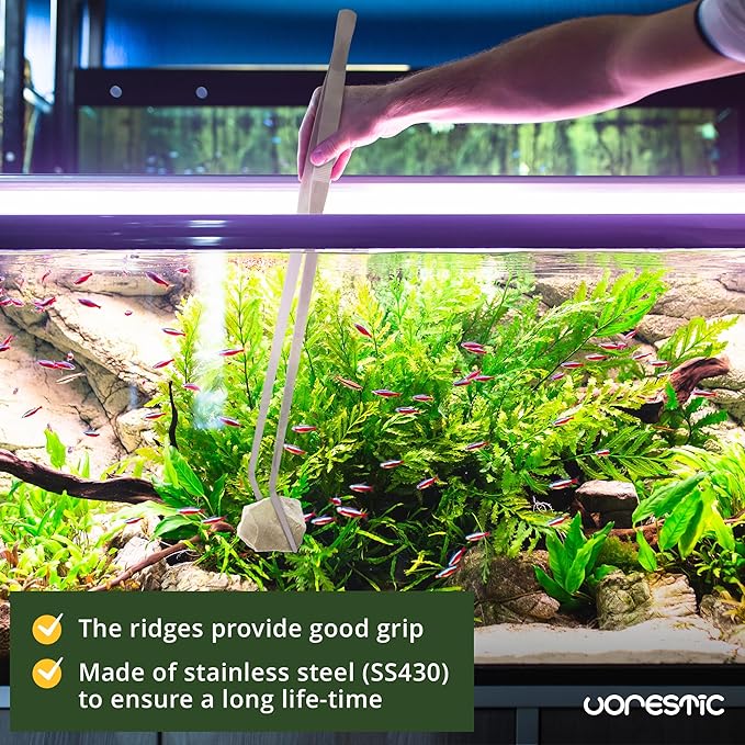 2 Pcs Heavy Duty Reptile Feeding Tongs, Aquarium Tweezers 18 Inch, Straight and Curved Extra Long Tweezers, Reptile Tongs, Aquarium Tongs, Aquarium Tweezers Extra Long-PawvioPets