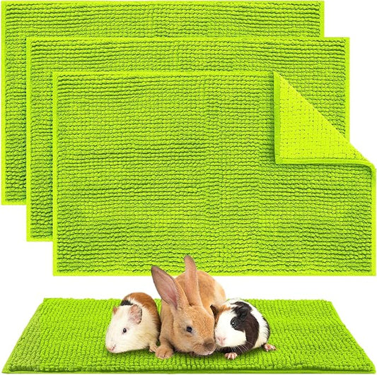 Amylove 4 Pcs Guinea Pig Cage Liner Guinea Pig Bedding Washable Fleece Pee Pads Reusable Small Animals Training Mat Small Animal Sleeping Bed for Bunny Hamster(Green,16 x 24 Inch)-PawvioPets