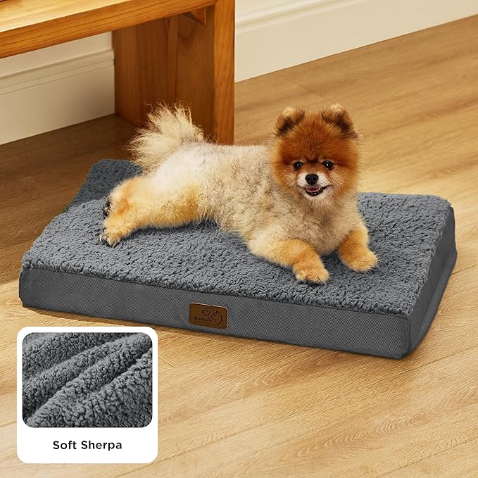 Bedsure Dog Bed for Small Dogs - Orthopedic Flat Puppy Beds with Removable Washable Cover, Egg Crate Foam Pet Mat, Suitable for Pet Up to 20 lbs-PawvioPets