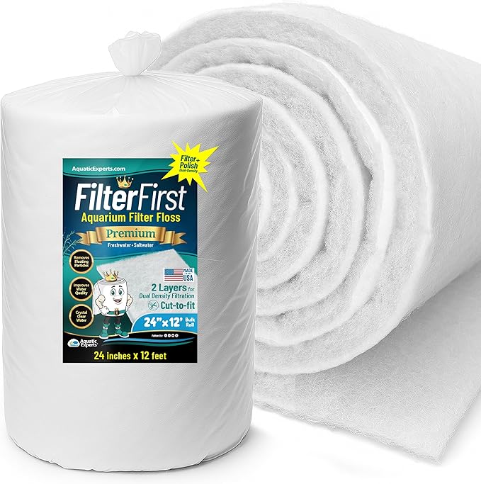 Aquatic Experts FilterFirst Aquarium Filter Pad - Aquarium Filter Floss for Crystal Clear Water, 3/4" - 1" Thick (24 Inch Wide, 12 Feet Long)-PawvioPets