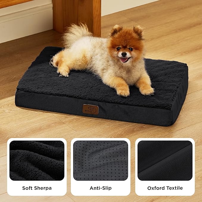 Bedsure Dog Bed for Small Dogs - Orthopedic Flat Puppy Beds with Removable Washable Cover, Egg Crate Foam Pet Mat, Suitable for Pet Up to 20 lbs-PawvioPets