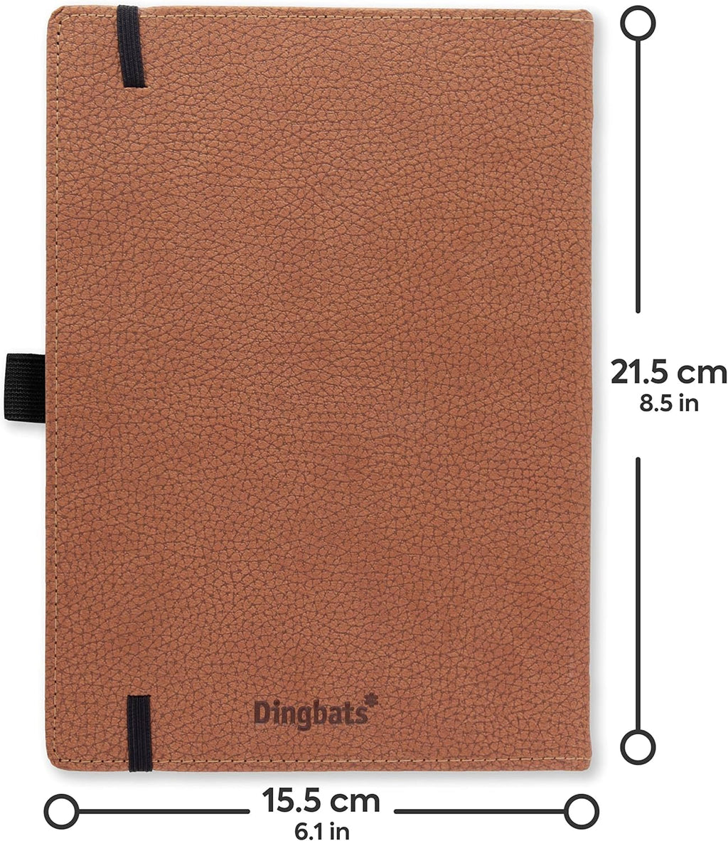 Dingbats* Wildlife Grid Writing Journal Notebook A5 - Vegan Leather Hardcover - Ideal for Work, Travel - Pocket, Elastic Closure, & Bookmark