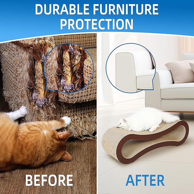 2 in 1 Cat Scratcher Cardboard, Cat Scratching Board Furniture Protector, Cat Scratching Post, Cat Beds for Indoor Cats, Infinity Shape, X-Large-PawvioPets