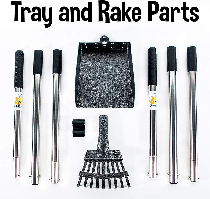 Bodhi Dog Pooper Scooper for Small to Large Dogs - Heavy Duty Metal Long Handle Tray & Rake Poop Scoop - Durable, Rust-Resistant, Great for Grass, Streets, Gravel & Outdoor Cleanups-PawvioPets