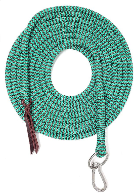 22' Long Line with SS O Ring and Carabiner (Turquoise Brown)-PawvioPets