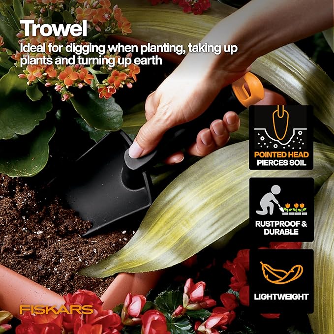 Fiskars Vegetable Garden Tool Set with Vegetable Shears, Seed Sower, Trowel, Cultivator, Weeder, and L/XL Garden Gloves for Indoor or Outdoor Gardening (6 Piece Kit), Gardening Gifts for Women-PawvioPets