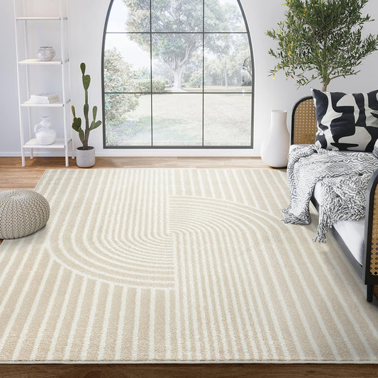 Abani Area Rug for Living Room - Nuevo 2' 6" x 6' Beige Arch Pattern Area Rug, Soft and Durable Living Room Rug, Stain and Fade Resistant, Chic Modern Design, Pet & Kid Friendly