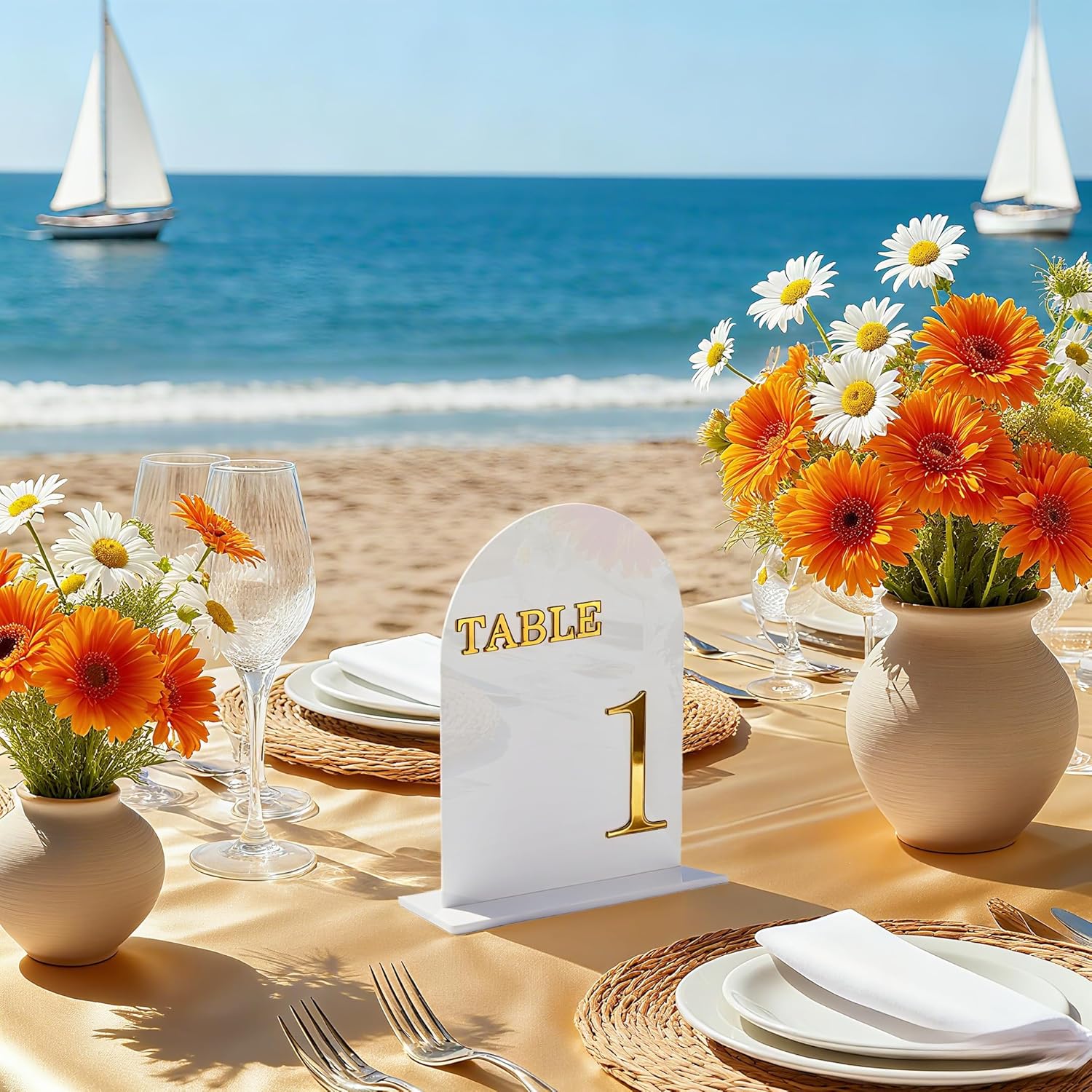 Arch Wedding Table Numbers 1-10 with Stands, 5" X 7" Double Sided Acrylic Wedding Sign Holders, Durable Non-Fading Table Number for Wedding Reception, Events, and Centerpieces