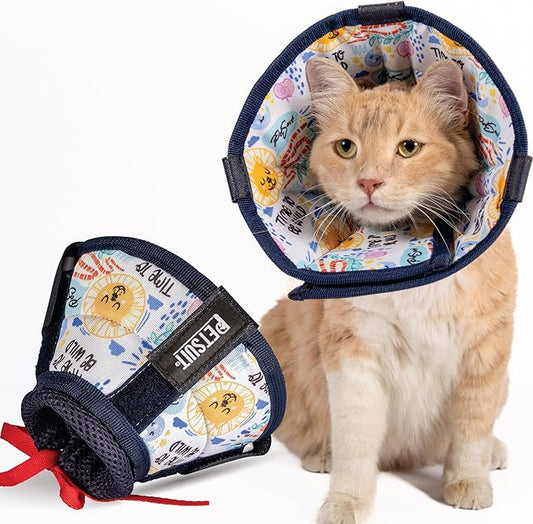 Cat Cone Collar – Colorful Cat Pattern - Lightweight Recovery Cone for Cats, Anti-Lick & Anti-Scratch, Vet Recommended, Elizabethan Collar (Colorful, XS [Neck Girth: 8.6"-12.2"])-PawvioPets