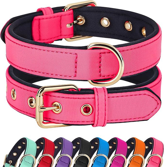 Didog Soft Padded Dog Collars for Small Dogs, Lightweight and Breathable Dog Collar with Metal Buckle, Pink, S-PawvioPets