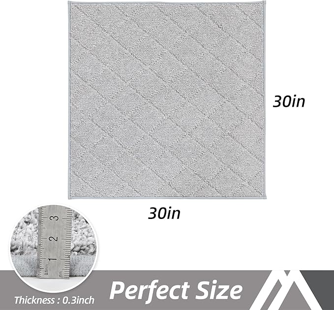 COSY HOMEER Edging Stair Treads Non-Slip Corner Indoor Stair Runners for Wooden Steps,Landing Slip Resistant Stair Rugs Mat for Kids and Dogs,100% Polyester TPE Backing,Grey,30x30 inch-PawvioPets