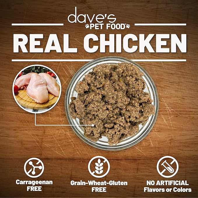 Dave's Pet Food Grain Free Wet Cat Food Pate (Chicken Formula), Made in USA Naturally Healthy Canned, Added Vitamins & Minerals, 5.5 oz Cans (24 Pack)-PawvioPets