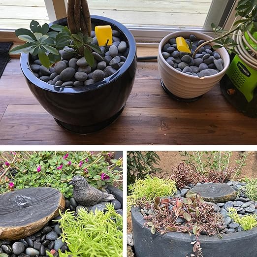 18 Pounds Natural River Rocks Mexican Beach Pebbles for Garden Landscape Stone Paving Stone Grey (1Inch)-PawvioPets