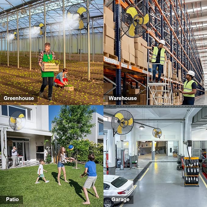 9600 CFM 30" Outdoor Wall Mount Misting Fans, High Velocity 3-Speed Waterproof Professional Oscillating Wall Fan, Heavy Duty Industrial Fan for Commercial, Garage, Warehouse, UL Listed-PawvioPets