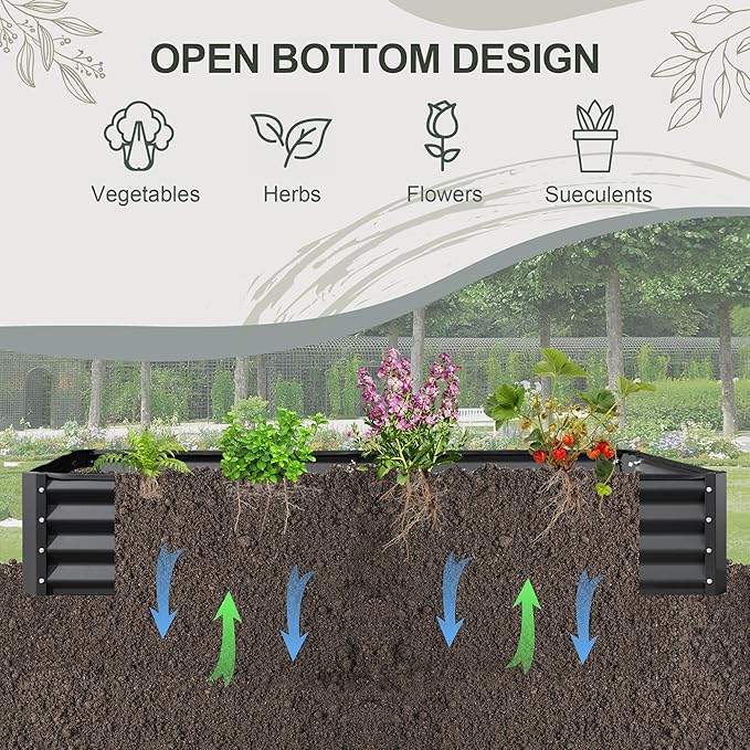 Domi Galvanized Raised Garden Bed, 6x3x1Ft Thickening Metal Planter Box for Vegetables Bottomless for Backyard Outdoor, 1" Deep w/ 128 Gallon Capacity - Dark Gray-PawvioPets