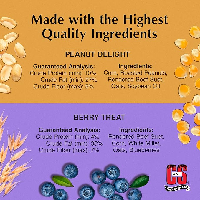 C&S Suet Variety Value Pack, Peanut Delight Dough & Berry Treat 24 Pack-PawvioPets