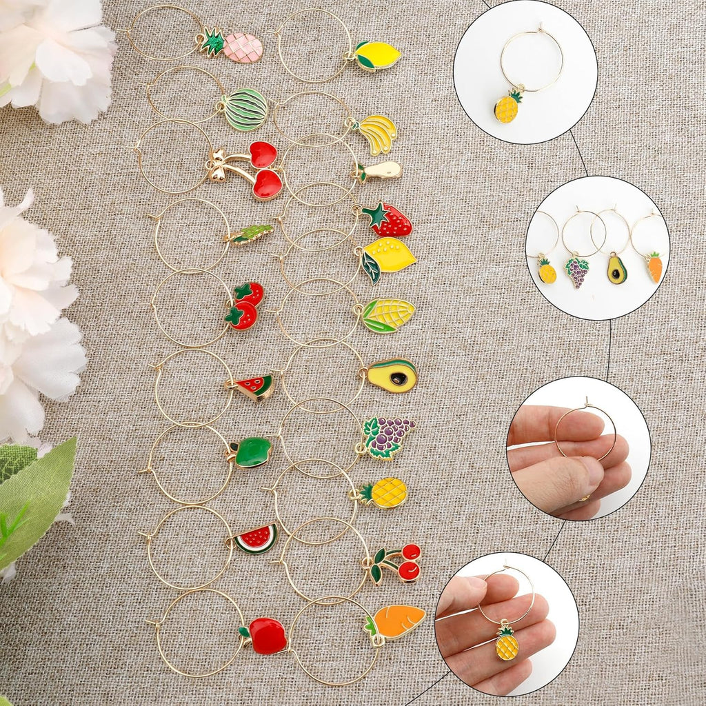 Wine Glass Charms Wine Charms for Stem Glasses Glass Markers Identifiers Tags for Christmas Tasting Party Favors Decorations
