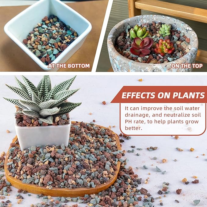 18lb Mix Horticultural Lava Rock Pebbles Pumice Potting Soil Amendment Succulent Cactus Bonsai Gritty Rock Decorative Gravel Plant Drainage Volcanic Rock for Aquarium Fairy Gardening Top Dressing-PawvioPets