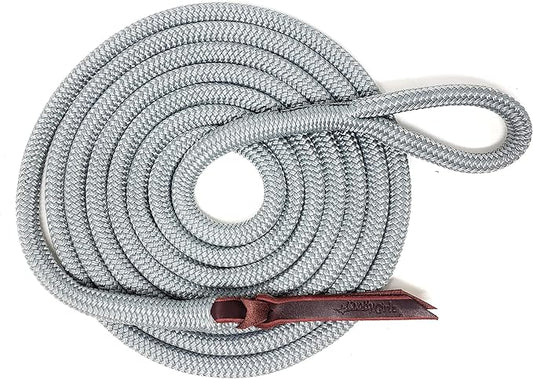 Double Braid Lead Rope with Eye Splice Loop, 12-14FT Lengths (Grey, 14 ft.)-PawvioPets