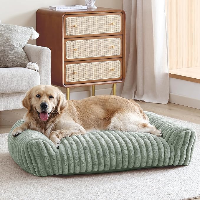 Arlee Saddle Sofa Memory Foam Pet Bed, Comfortable & Washable, Ideal for Dogs and Puppies, Extra Comfort, Couch Design, Crate & Kennel Furniture, Pet Supplies & Essentials, Sage, Large-PawvioPets