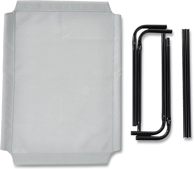 Amazon Basics Breathable Cooling Elevated Dog Bed with Durable Metal Frame, Medium, 43 x 26 x 7.5 Inch, Grey-PawvioPets