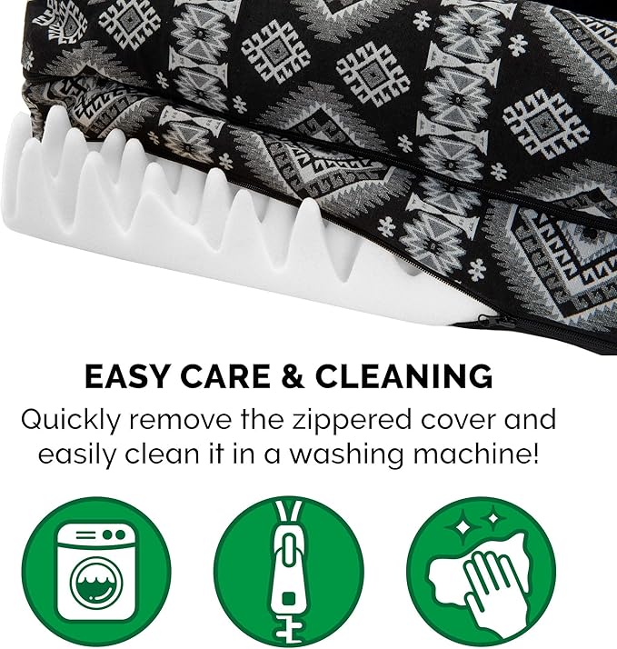 Furhaven Orthopedic Dog Bed for Large Dogs w/ Removable Bolsters & Washable Cover, For Dogs Up to 95 lbs - Plush & Southwest Kilim Woven Decor Sofa - Black Medallion, Jumbo/XL-PawvioPets