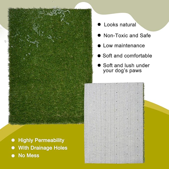Dog Grass Large Potty Patch, Artificial Dog Grass Bathroom Turf for Pet Training, Washable Puppy Pee Pad, Perfect Indoor/Outdoor Portable Potty Pet Loo-PawvioPets