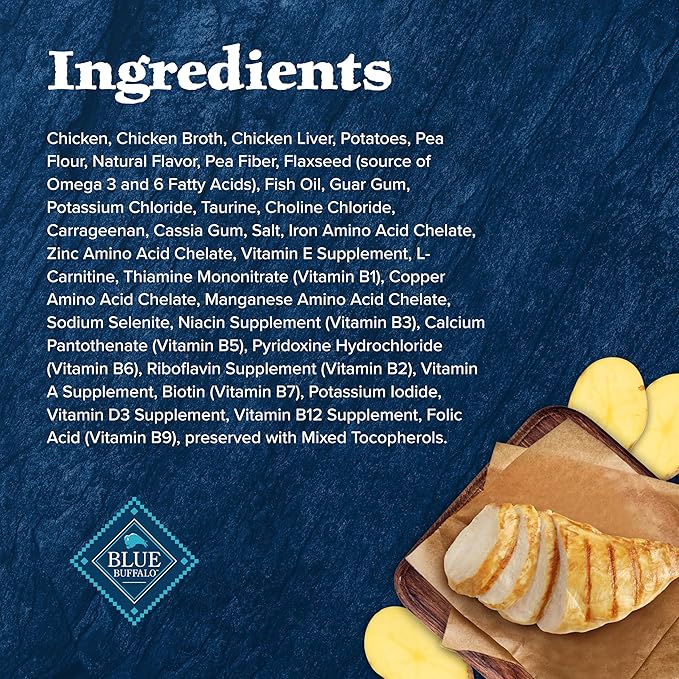 Blue Buffalo Wilderness High-Protein & Grain-Free Wet Cat Food Paté for Adult Cats 7+, Made with Natural Ingredients, Chicken Recipe, 3-oz. Cans (24 Count)-PawvioPets