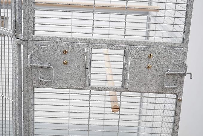 Corner Bird Cage for Cockatiel Parakeet Black and White (White Vein)-PawvioPets
