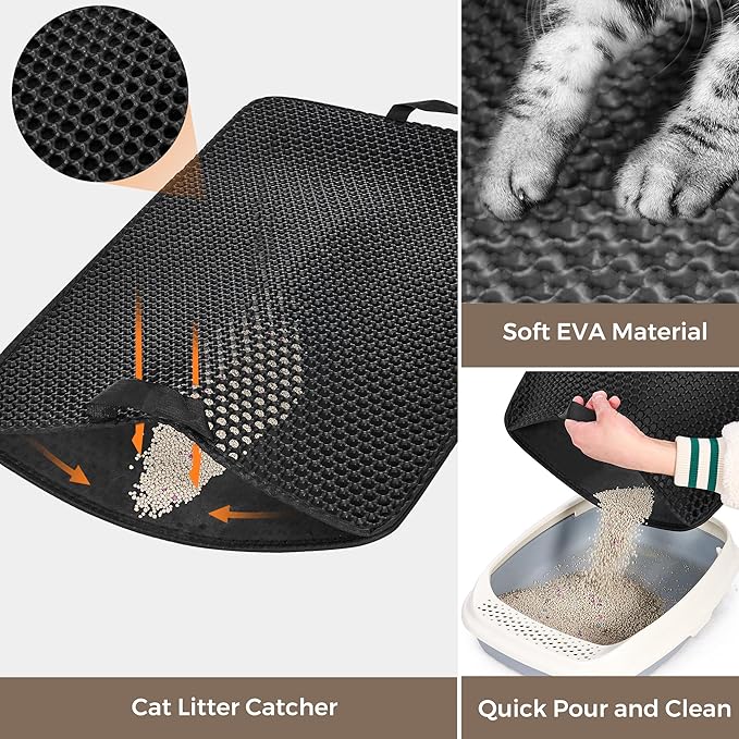 Cat Litter Box Enclosure with Litter Trapping Mat; Handwoven Plastic Rattan Kitten House; No Installation Hidden Cat Washroom; Pet Crate for Balcony,Bedroom,Living Room-PawvioPets