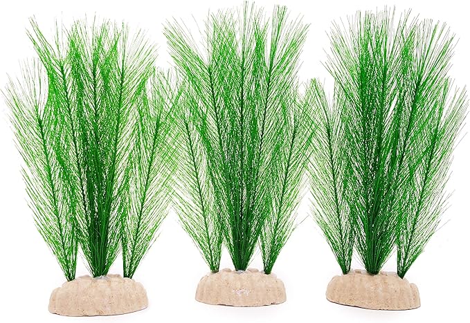 BEGONDIS 3Pcs Aquarium Decorations Fish Tank Artificial Green Water Plants Made of Silk Fabrics Plastic-PawvioPets