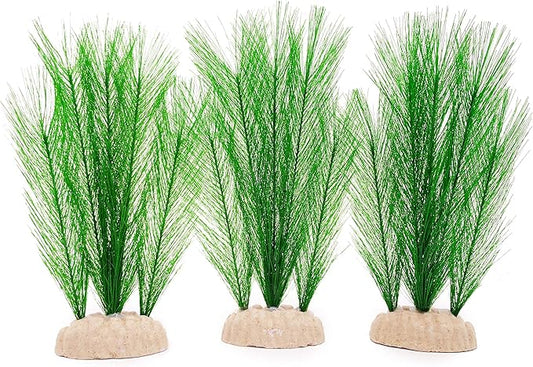 BEGONDIS 3Pcs Aquarium Decorations Fish Tank Artificial Green Water Plants Made of Silk Fabrics Plastic-PawvioPets