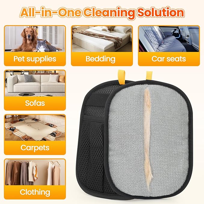 2 Pcs Pet Hair Removal Glove for Cats Dogs, 2025 Upgraded Five-Finger Electrostatic Glove for Deshedding Grooming, Reusable Washable Hair Remover for Furniture Couch Car Seat Carpet Bedding-PawvioPets