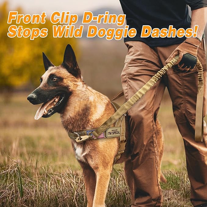 Forestpaw No Pull Dog Harness - Soft Flannel Padded Tactical Dog Vest Harness with Quick Release Buckle, Adjustable Reflective Pet Harness for Large Dogs Walking Training,Brown XL-PawvioPets