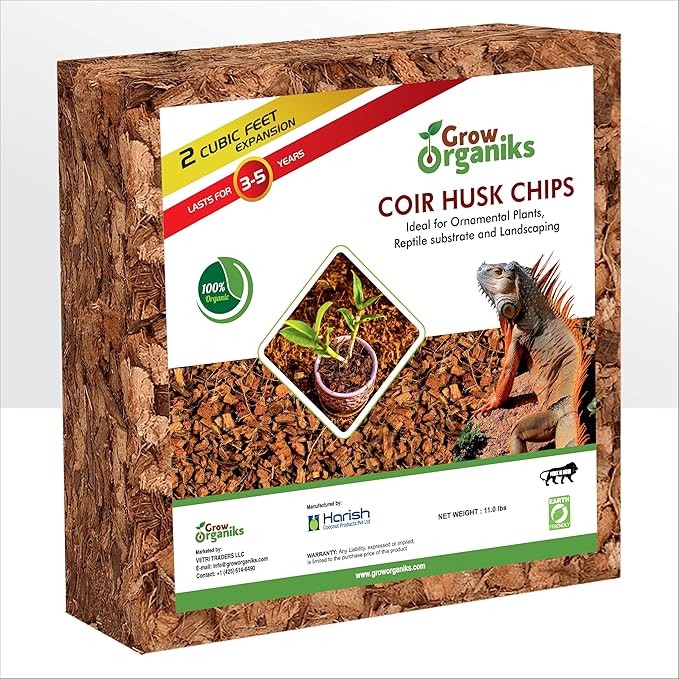 72 Quart Reptile Substrate Coconut Chip Bedding Compressed Organic Coco Husk Block for Snake Habitat, Ball Python Terrarium, Turtle Tanks, Tortoise Enclosure, Potting Soil Mix for Greenhouse-PawvioPets