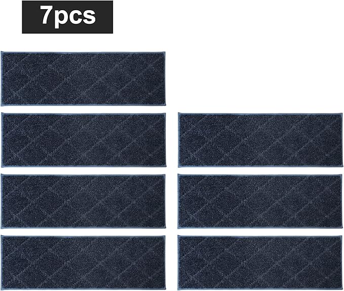 COSY HOMEER Edging Stair Treads Non-Slip Carpet Mat 28inX9in Indoor Stair Runners for Wooden Steps, Edging Stair Rugs for Kids and Dogs, 100% Polyester TPE Backing (7pc, Navy)-PawvioPets
