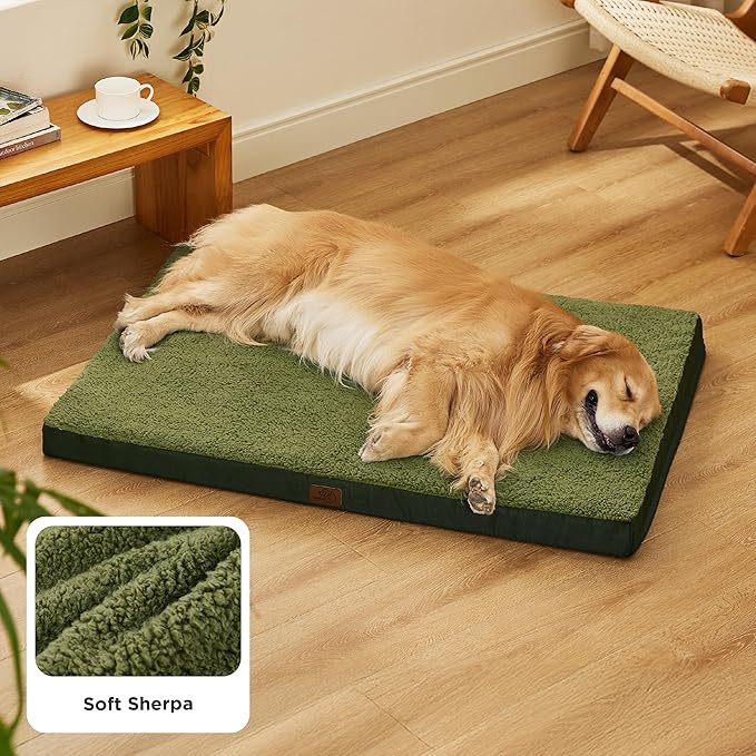 Bedsure XL Dog Beds Large Sized Dog -Orthopedic Flat Extra Large Pet Beds with Removable Washable Cover, Egg Crate Foam Mat, Suitable for Pet Up to 100 lbs-PawvioPets