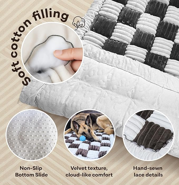 APetsPlanet Dog Bed for Car Back Seat Extender - Non-Slip Backseat Cushion for Dogs - Travel Plush Pet Mat Topper for Cars, Trucks, SUVs - Machine Washable Pad Blanket - Black Plaid, 54" x 24.8"-PawvioPets