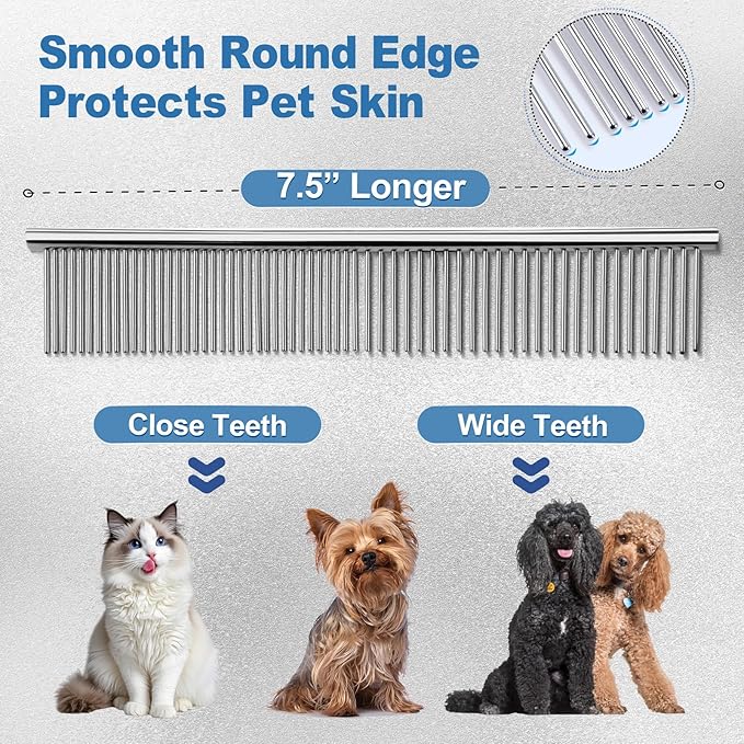 Gimars Titanium Coated Professional 6 in 1 4CR Stainless Steel Dog Grooming Scissors with Safety Round Tip, Heavy Duty Pet Grooming Scissor for Dogs, Cats and Other Animals-PawvioPets