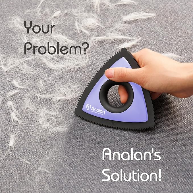 Analan Mini Pet Hair Remover for Car Detailing Supplies, Carpet Dog Hair Remover for Car Interior, Triangle Dog Hair Remover for Auto Detailing, Couch, Furniture, Lint, Carpet(Purple)-PawvioPets