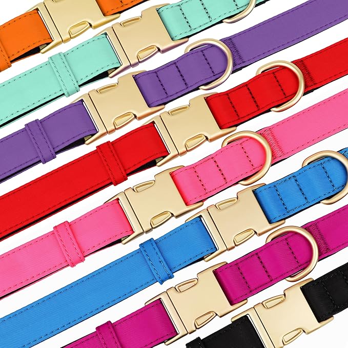 Didog Soft Padded Dog Collars for Medium Dogs, Colorful and Durable Dog Collar with Quick Release Buckle, Light and Breathable for Daily Walking, Pink, M-PawvioPets