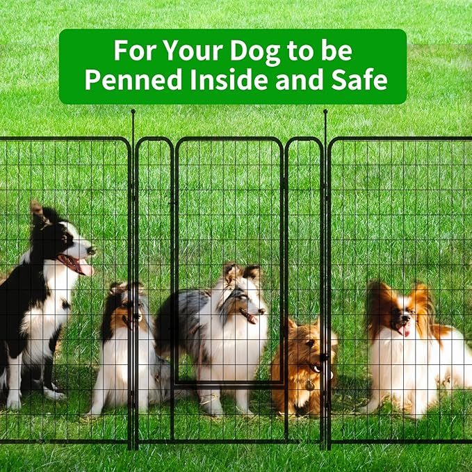 Dog Playpen Outdoor 16 Panels Heavy Duty Dog Pen 26" W×50" H Anti-Rust Exercise Fence with Doors for Large/Medium Pet Play for RV Camping Yard-PawvioPets
